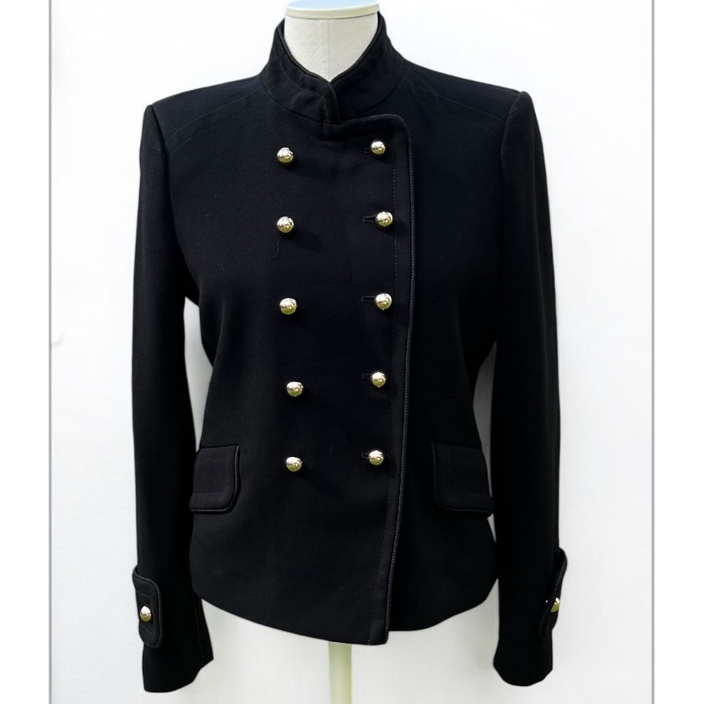 Black Military Style Jacket with Gold Buttons MNG Mango size M